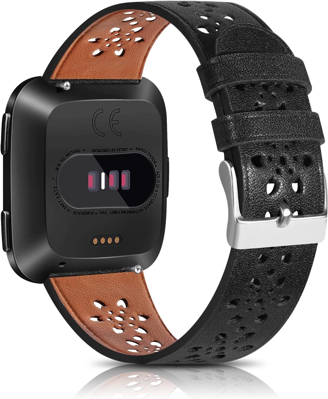 Afoskce Lace Leather Band Compatible with Fitbit Versa 2 Bands, Slim