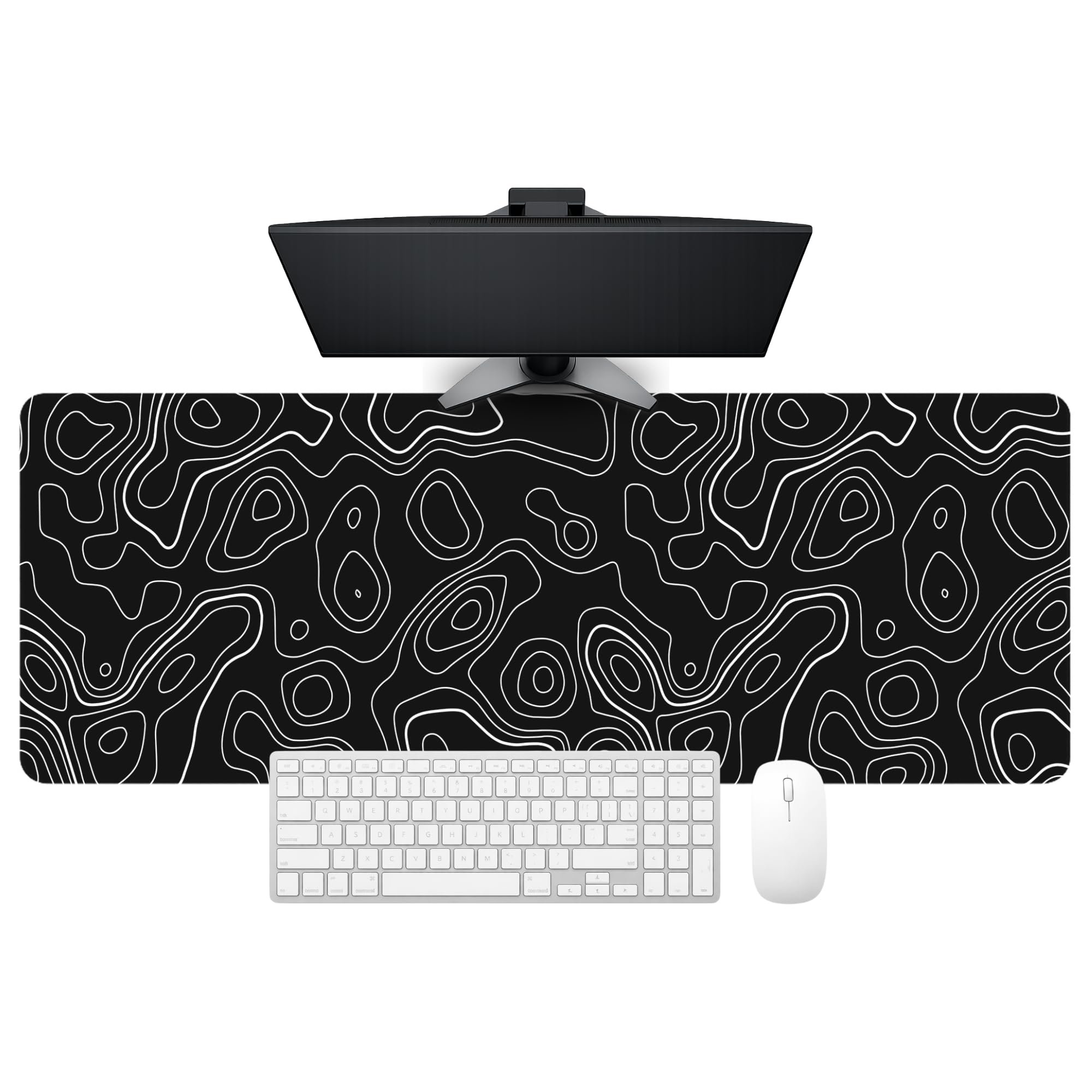 MASIPICKS Abstract Contour Line Extended Desk Mat (305 x 813 mm) – 3mm Thick Premium Rubber Base Mouse Pad for Gaming, Office & Work Setup