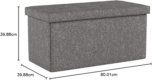 Miniatura 26 de Seville Classics Reposapiés otomano de tela acolchada, asiento acolchado para dormitorio, dormitorio, loft, sala de estar, entrada, pasillo, Azul