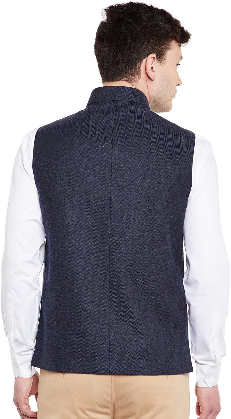 WINTAGE Men's Tweed Bandhgala Festive Nehru Jacket Waistcoat -3 Colors