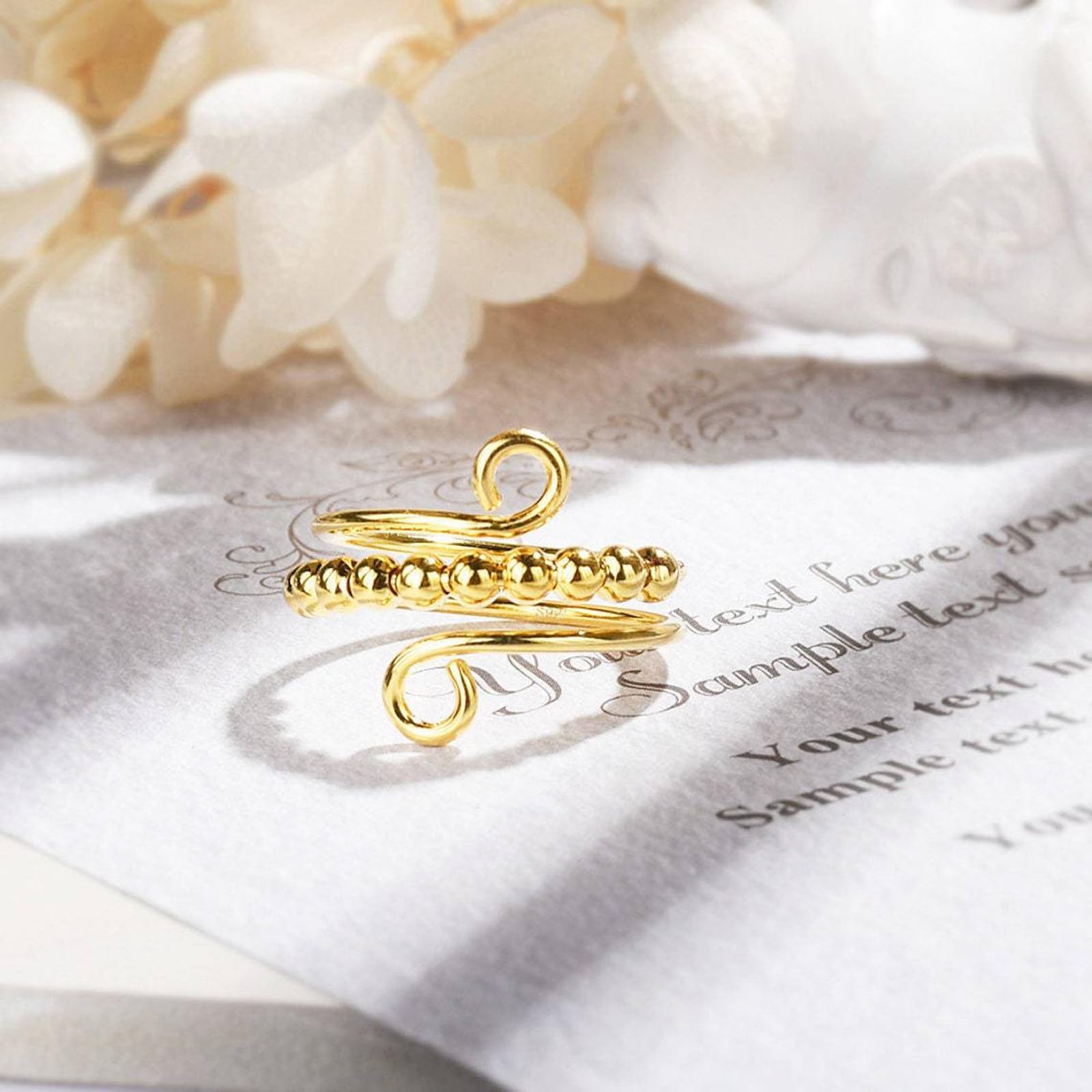 Zestaw 8 pierścieni Fidget Rings, regulowane pierścienie antystresowe, zabawki antystresowe, do masażu palców, antystresowe, z perłami, łagodzące lęki, pierścionki nastrojowe