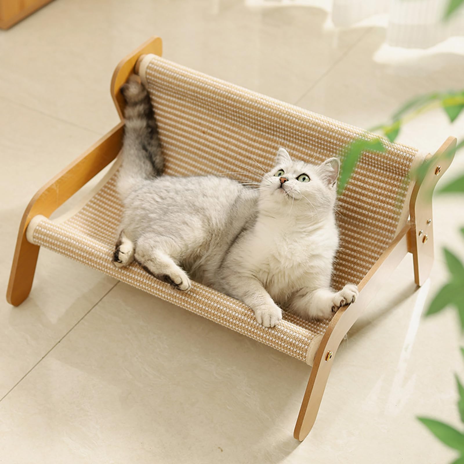 The Claw Lounge, lounge per gatti con artigli per gatti, sedia per gatti in sisal, amaca 2 in 1, resistente all'usura, per gatti da interni (stile lino)