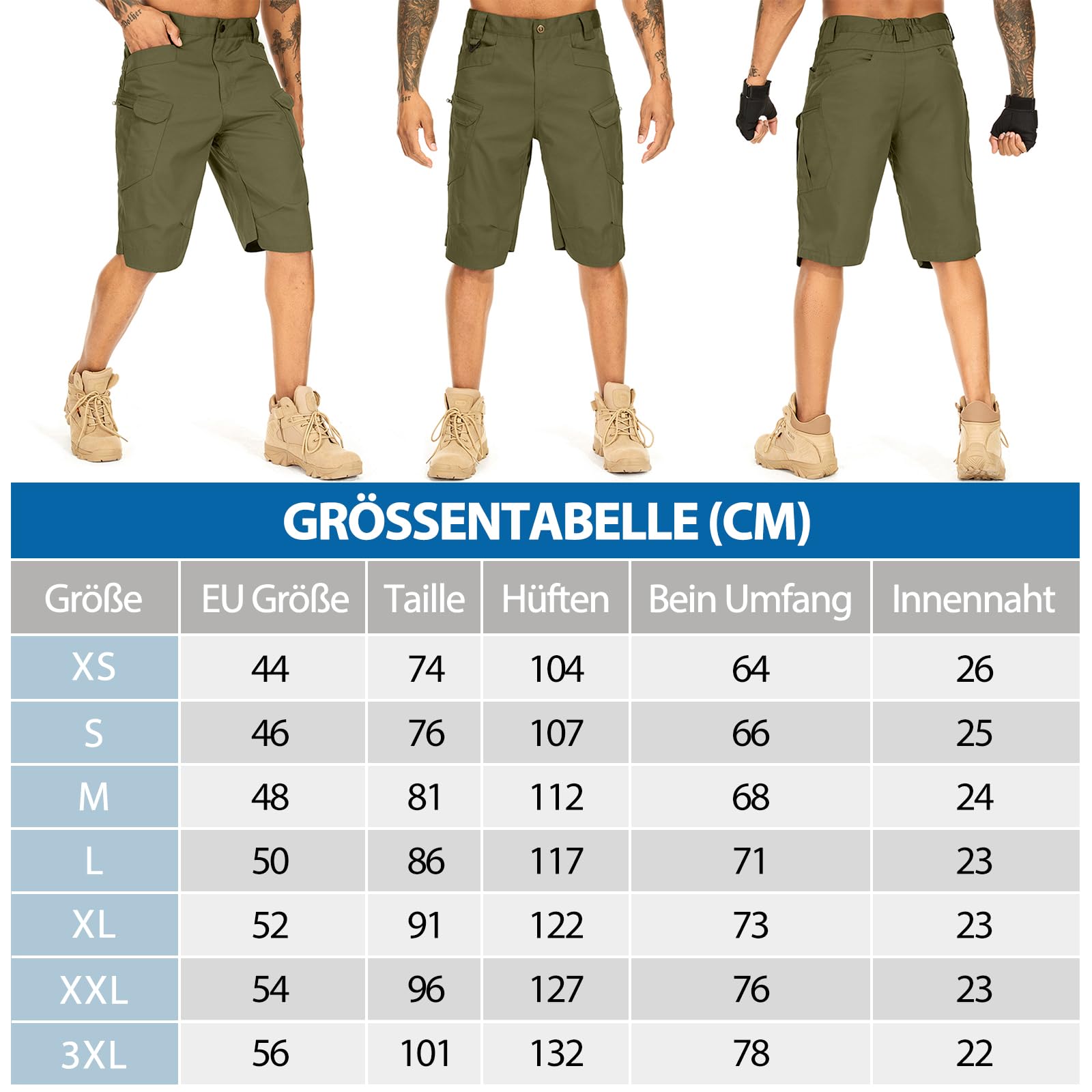 Pantaloncini Cargo Uomo Leggeri & Traspiranti, Asciugatura Rapida, Short da Trekking con Multiple Tasche, Protezione UV 50+ per Escursionismo, Campeggio, Pesca