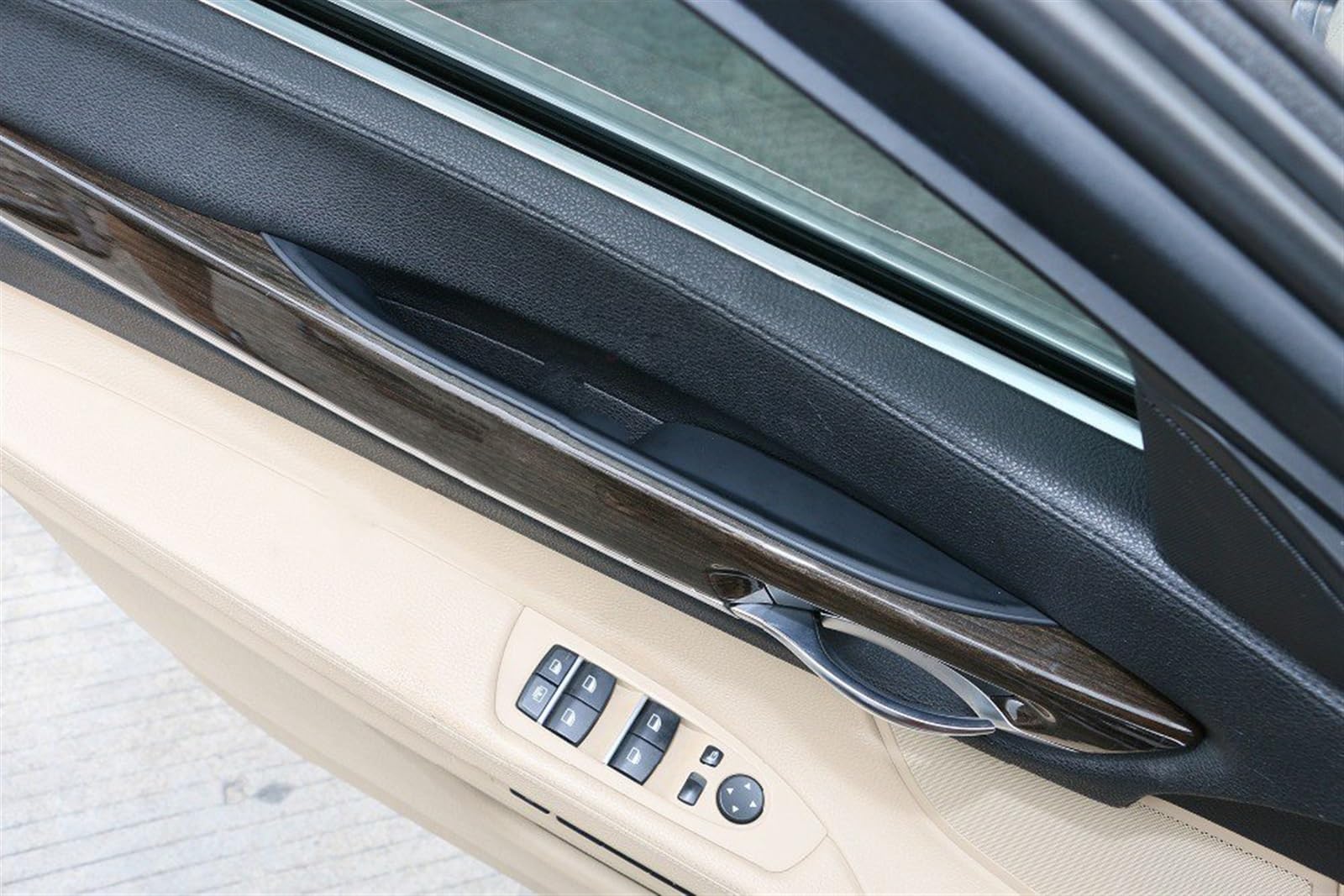 Maniglie Portiere Interne In Nero Per BMW Serie 7 F01/F02 (2008-2014) – Set Anteriore Sinistro + Destro, 38x7.5 Cm