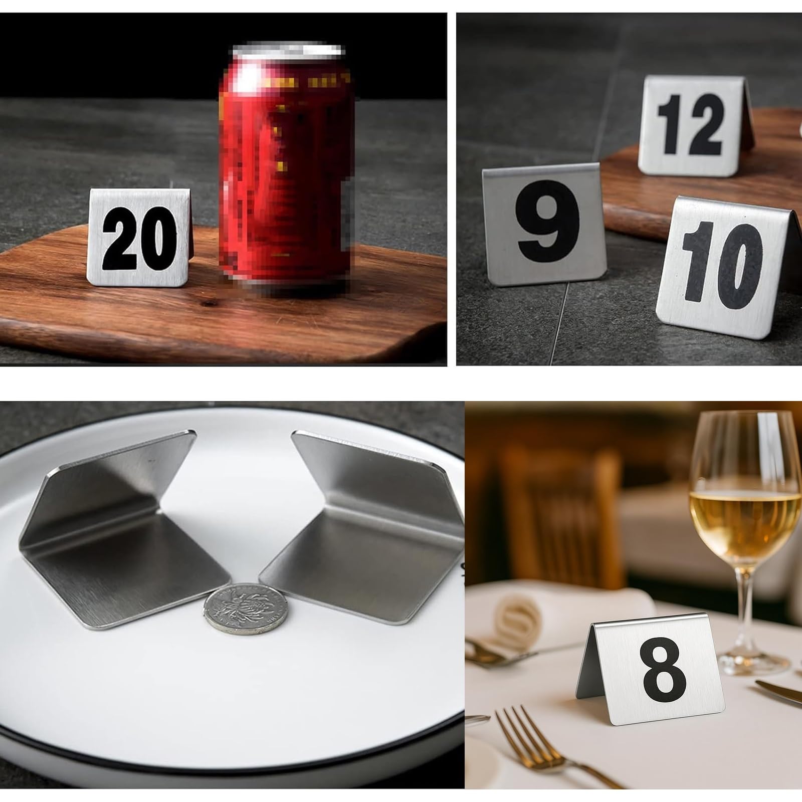 Signe De Numéros De Style De Tente,Table Numéro Signe En Acier Inoxydable Pour Mariage, Fête, Table Numéro Plaque， Cartes De Numéros De Table Empilables,Carte De Numéro De Table De Restaurant(1-30)