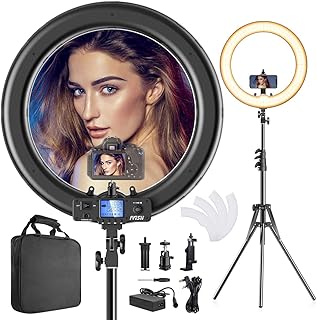 Ring Light,Upgraded Version CRI >97 55W 19inch with LCD Display Adjusted Bi-Color 3000K-5800K,Dimmable Video LED Light Kit,Makeup Ring Light with Stand for Phone Video Shooting,Youtube,Portrait,Selfie