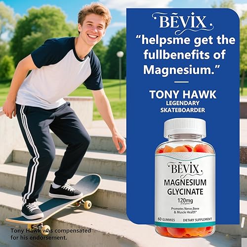 Miniatura 6 de BEVIX Gomitas de glicinato de magnesio, alta absorción de 120 mg para adultos, gomitas complejas de glicinato de magnesio sin azúcar, 60 unidades