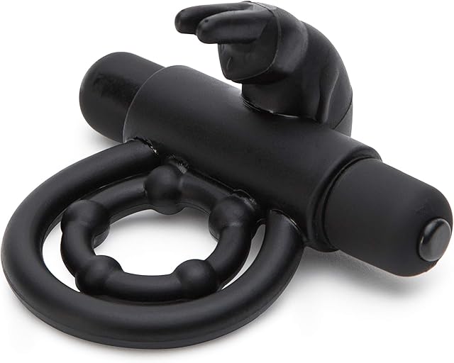 Lovehoney Bionic Bullet Rabbit Vibrating Cock Ring - Stretchy Silicone Double Penis Ring - 5 Function Removable Bullet Vibrator - Waterproof - Black