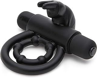 Lovehoney Bionic Bullet Rabbit Vibrating Cock Ring - Stretchy Double Silicone Penis Ring with Rabbit Ears for Clit Stimulation - Removable Bullet Vibrator - Adult Sex Toys for Couples - Waterproof