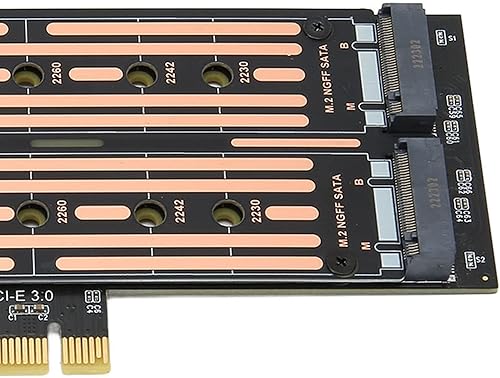 Miniatura 9 de Diyeeni Adaptador dual M.2 SATASSD NGFF a PCIE, transferencia de datos de hasta 6 Gbps, compatible con NCQ y MSI, compatible con Win 788.11011