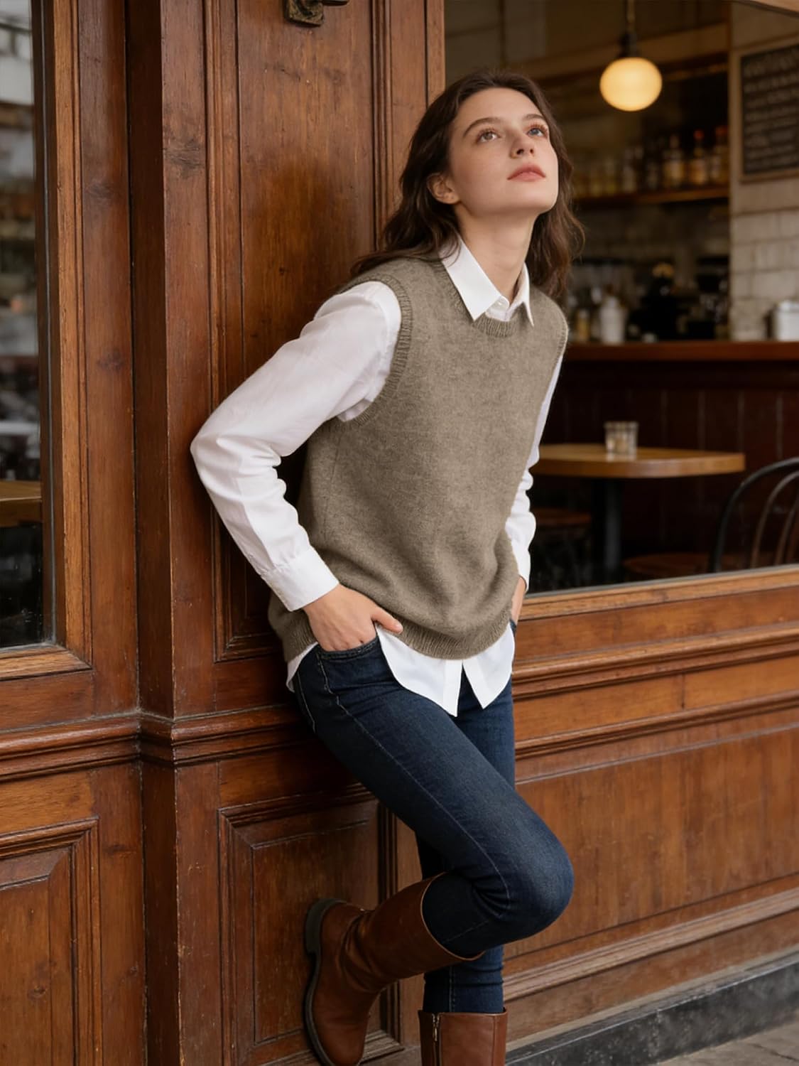 Breezy Lane Women’s Sweater Vest Wool Basic Crewneck Knit Sleeveless Pullover Tank Top