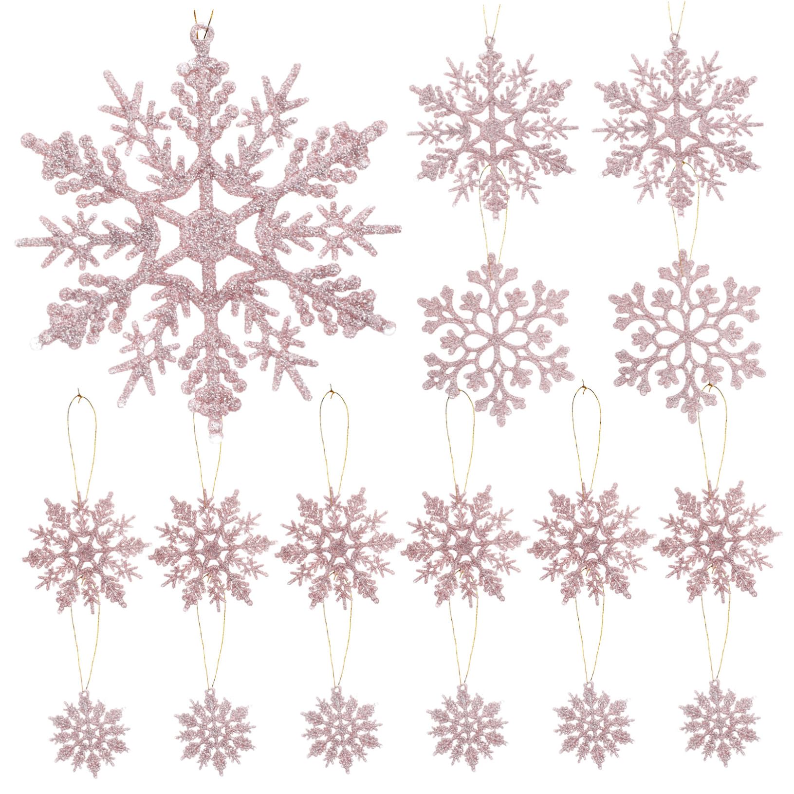 PRETYZOOM 108stücke Teiliges Schneeflocken-Ornament Glitzernde Weihnachtsbaum-Dekorationen Für Festliche Anlässe Wiederverwendbar Roségold Hängende Deko Für Weihnachtsfeiern Und