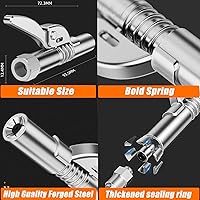 Vista 16 de Grease Gun Coupler Grease Gun Fittings Quick Lock and Release Lube Heavy Grease Gun Nozzle Tips Coupler Compatible with All Grease Guns 1/8" Npt End