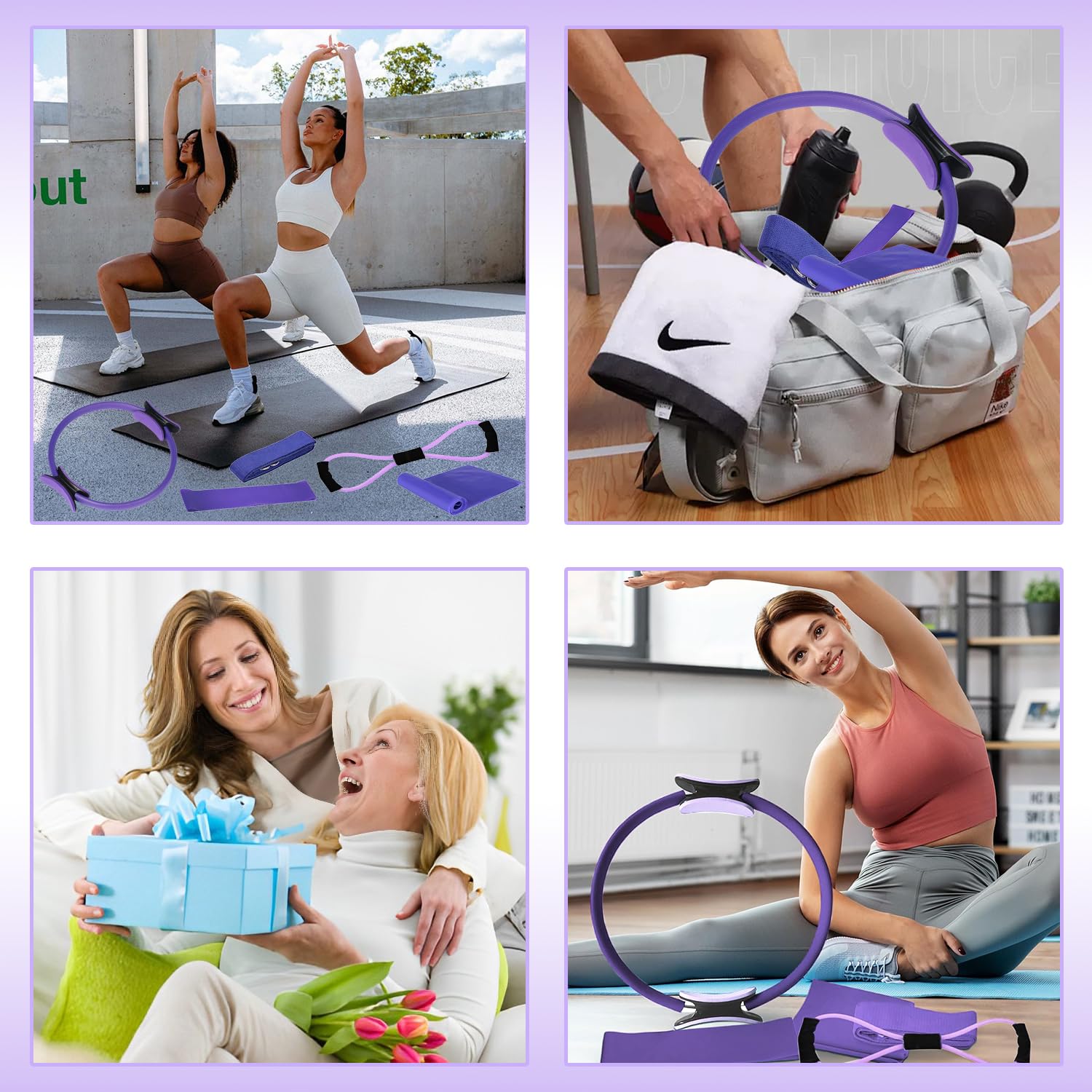 Pilates Yoga Ring, Pilates Kit für Frauen, Pilates Rings Kit Für Frauen, Yoga Widerstandsring, Yoga Ring Mit Doppelgriff, Widerstandsring, für Beine Arme und Oberschenkel Gewichtsverlust