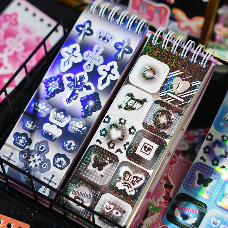 Miniatura 4 de Calcomanías coreanas para tarjetas fotográficas kpop, 1200 para decoración de libros, estéticas, purpurina, mariposa, amor, cinta, flor, alfabeto,