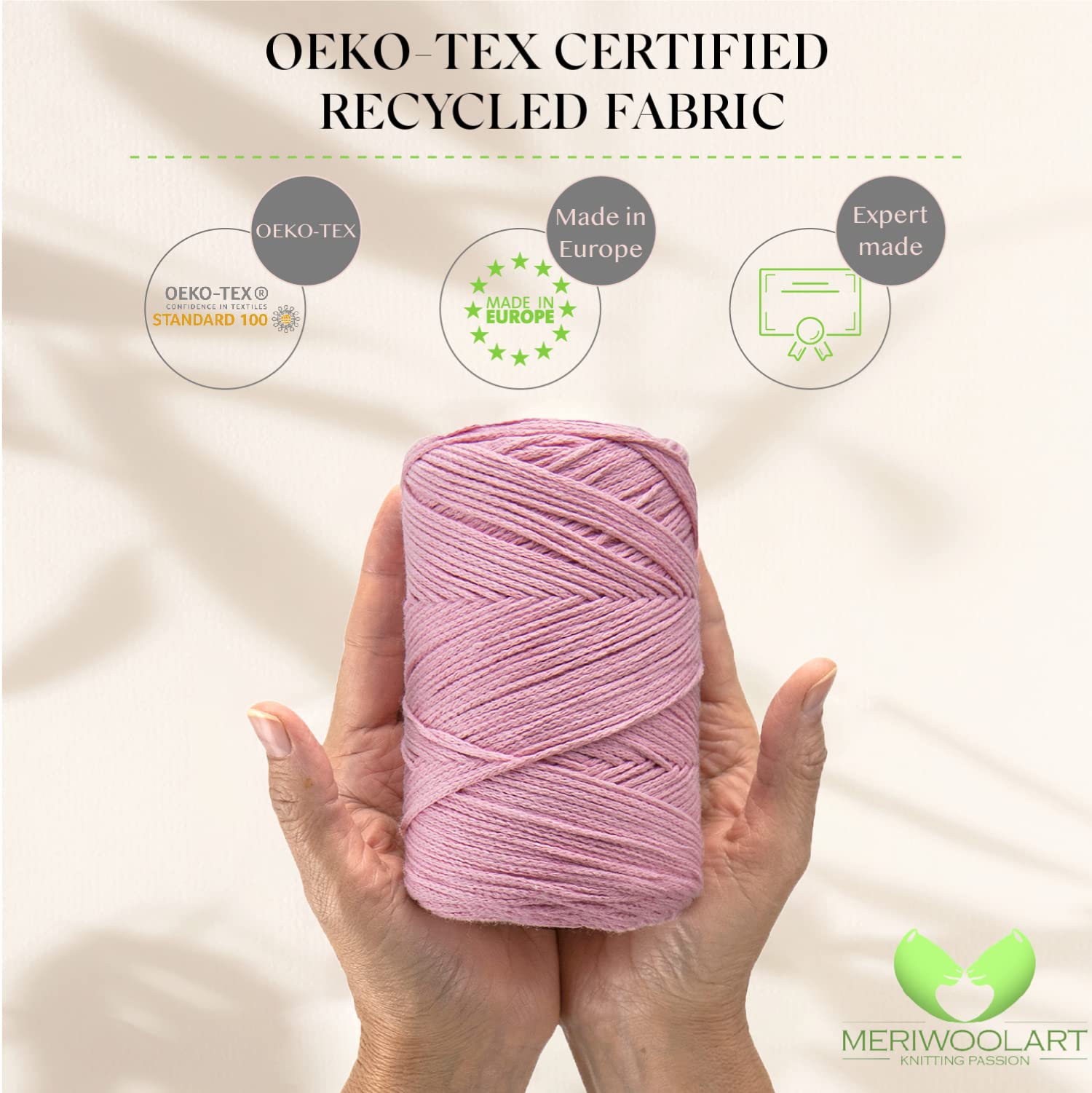 MeriWoolArt Makramee Garn Meeresgrün - 2mm X 250m Recycelte Baumwolle