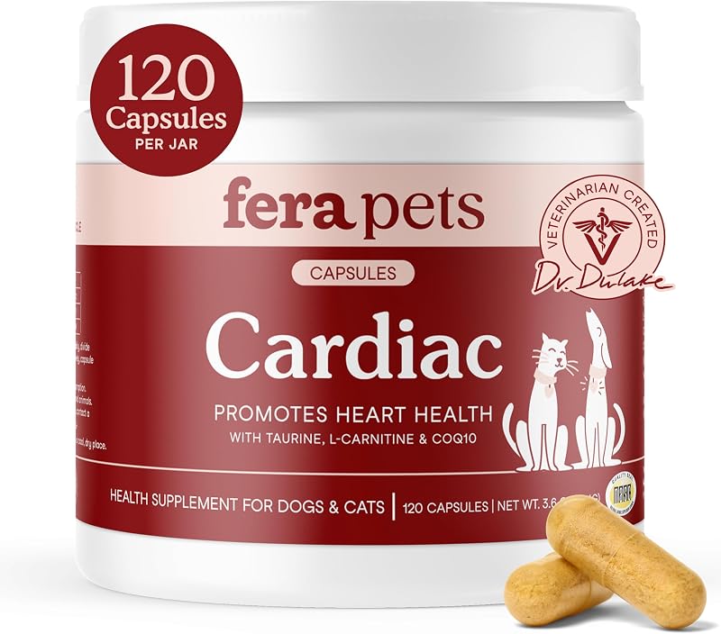 Suplemento de Taurina para Cães e Gatos Fera Pets com CoQ10, 120 Cápsulas