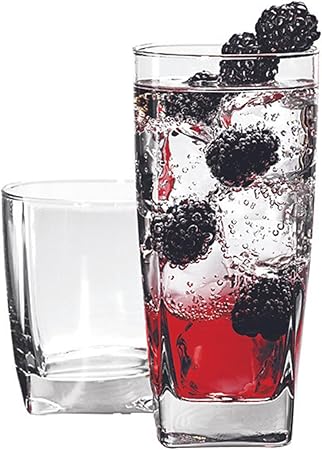 Amazon.com | Anchor Hocking Rio Drinking Glasses Set of 16, Rocks and ...