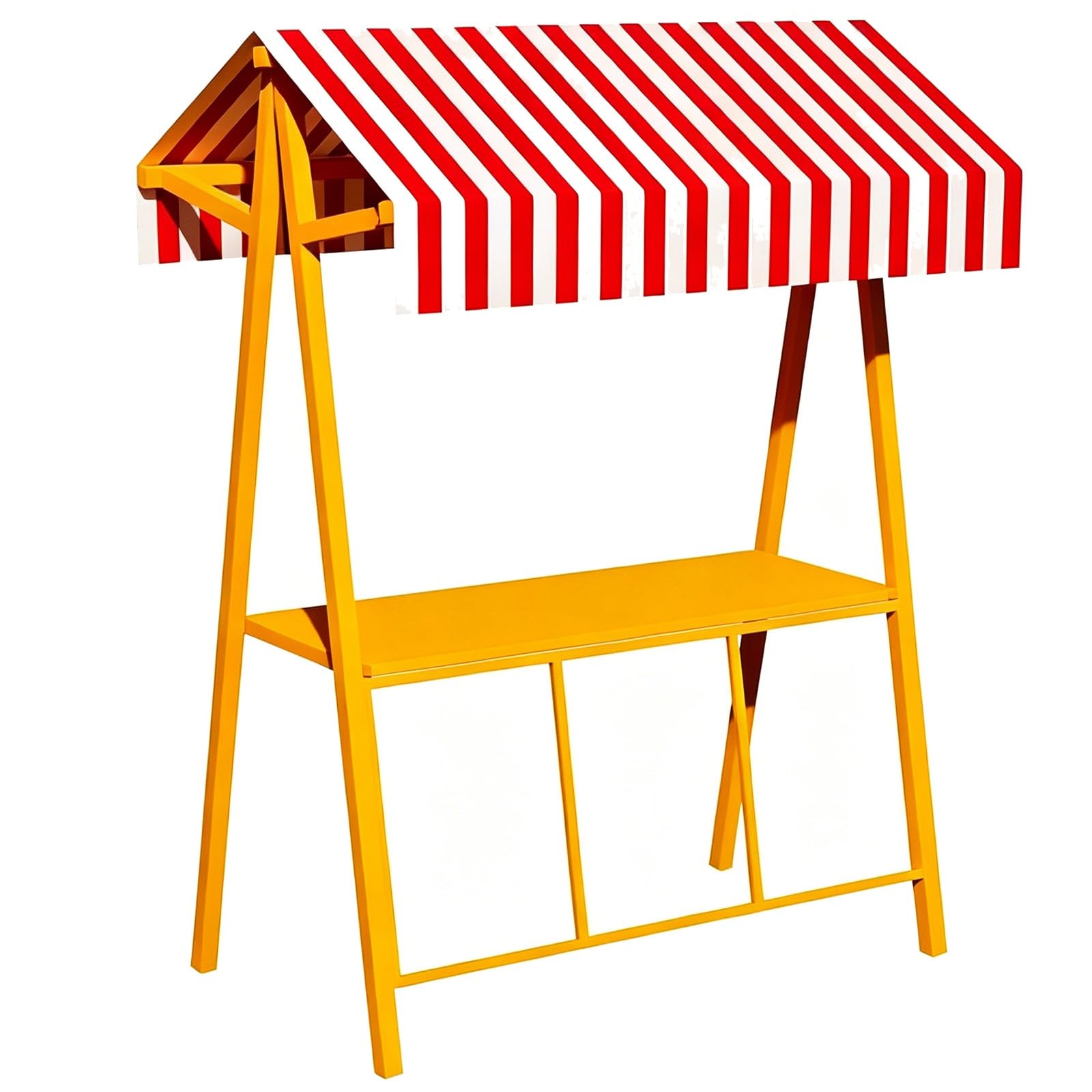 Portable Vendor Cart, Market Stand, Galvanized Steel, with Canopy, Foldable, for Outdoor/Pop-Up Events, Street Food(Yellow,150cm/59in)