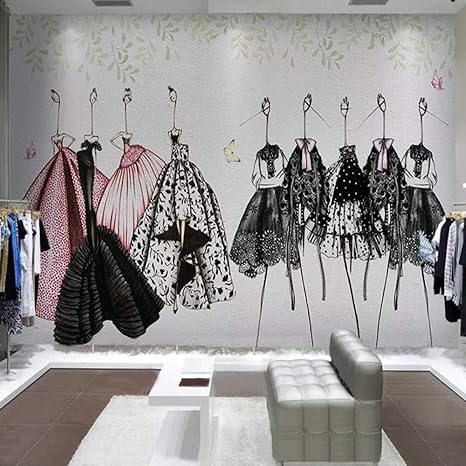 Amazon Zghnzk カスタム3D写真壁紙手描き抽象服スカート衣料品店