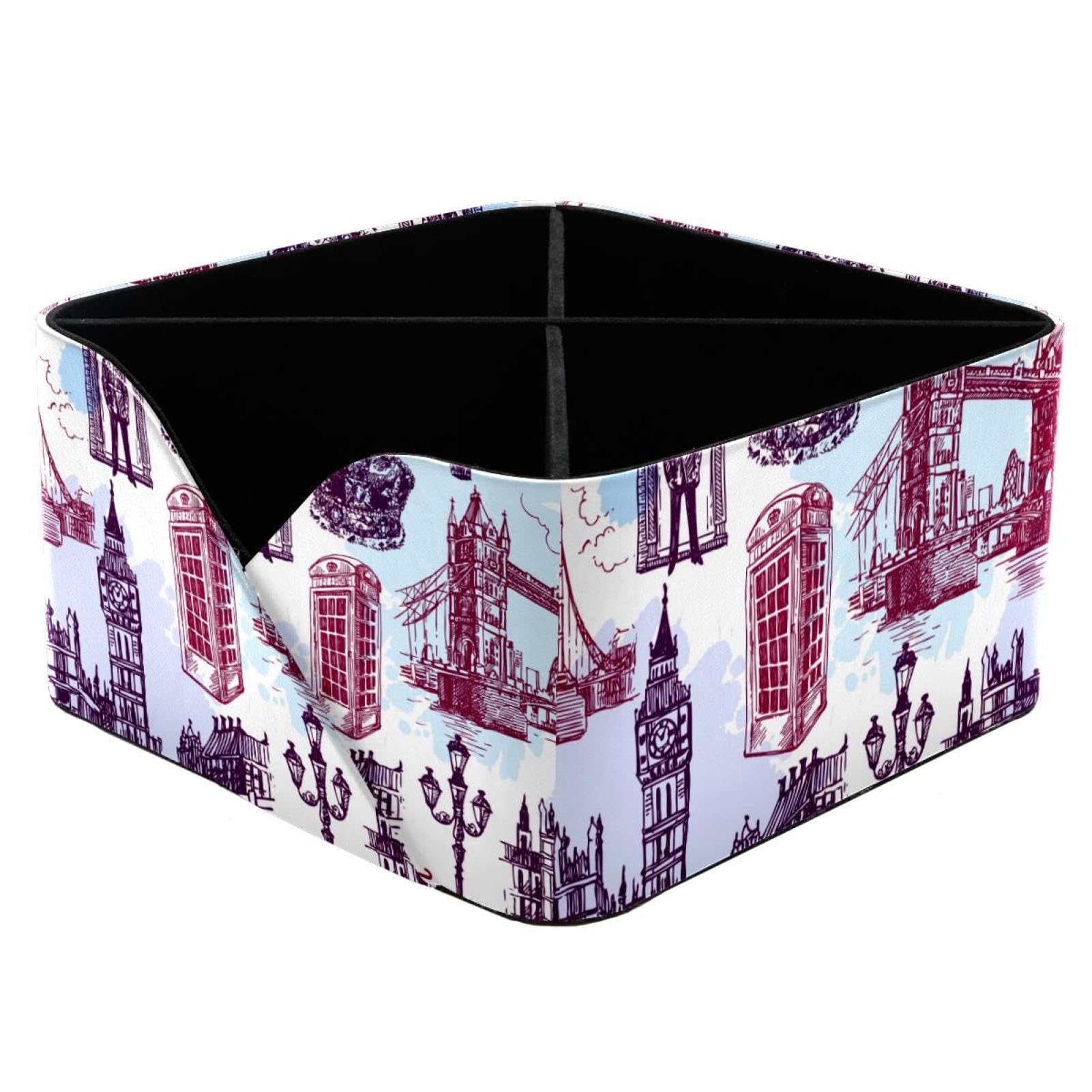 Organiseur de bureau London Big Ben avec 4 compartiments et porte-crayons en bois