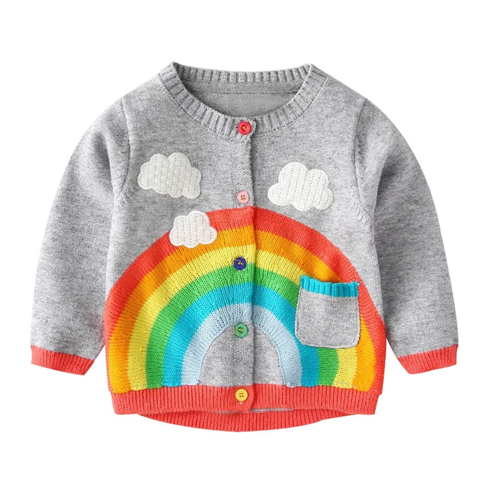 Mud KingdomLittle Girls Cardigan Sweaters Cute Rainbow and Clouds