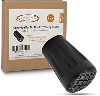 ECENCE 12x Nordic Walking Stick Rubber Tips For Trekking Poles Nordic Walking Poles Hiking Sticks Gravel & Mountain Grip Walking Stick Rubber Ends Non-Slip Walking Stick Ferrule Terrain