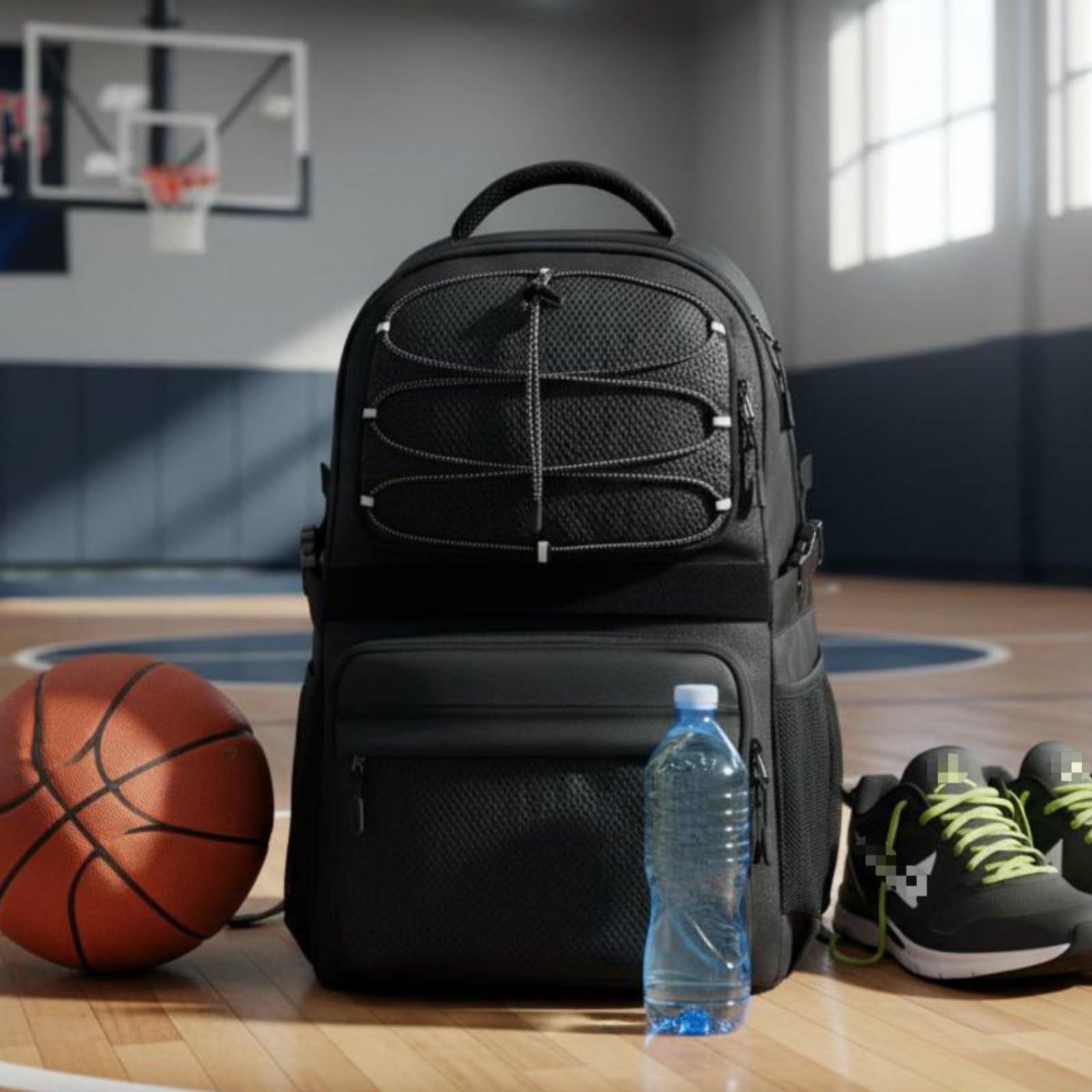 Mochila de Entrenamiento con Compartimento para Calzado Ventilación Mochila de Baloncesto Multiuso Accesorio Atlético para Deportistas, Cancha
