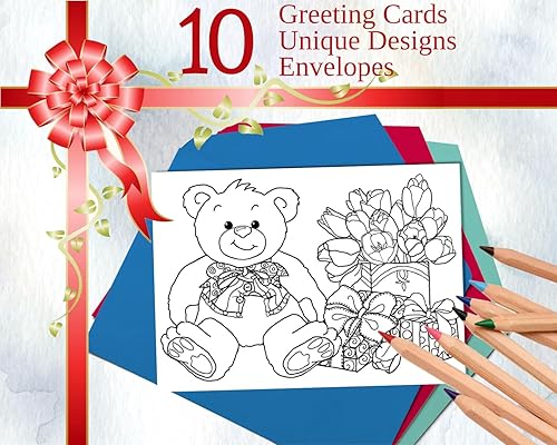 Miniatura 2 de Art Eclect Tarjetas de felicitación para colorear para adultos, cumpleaños, aniversario y cada ocasión (10 tarjetas con 10 diseños únicos diferentes