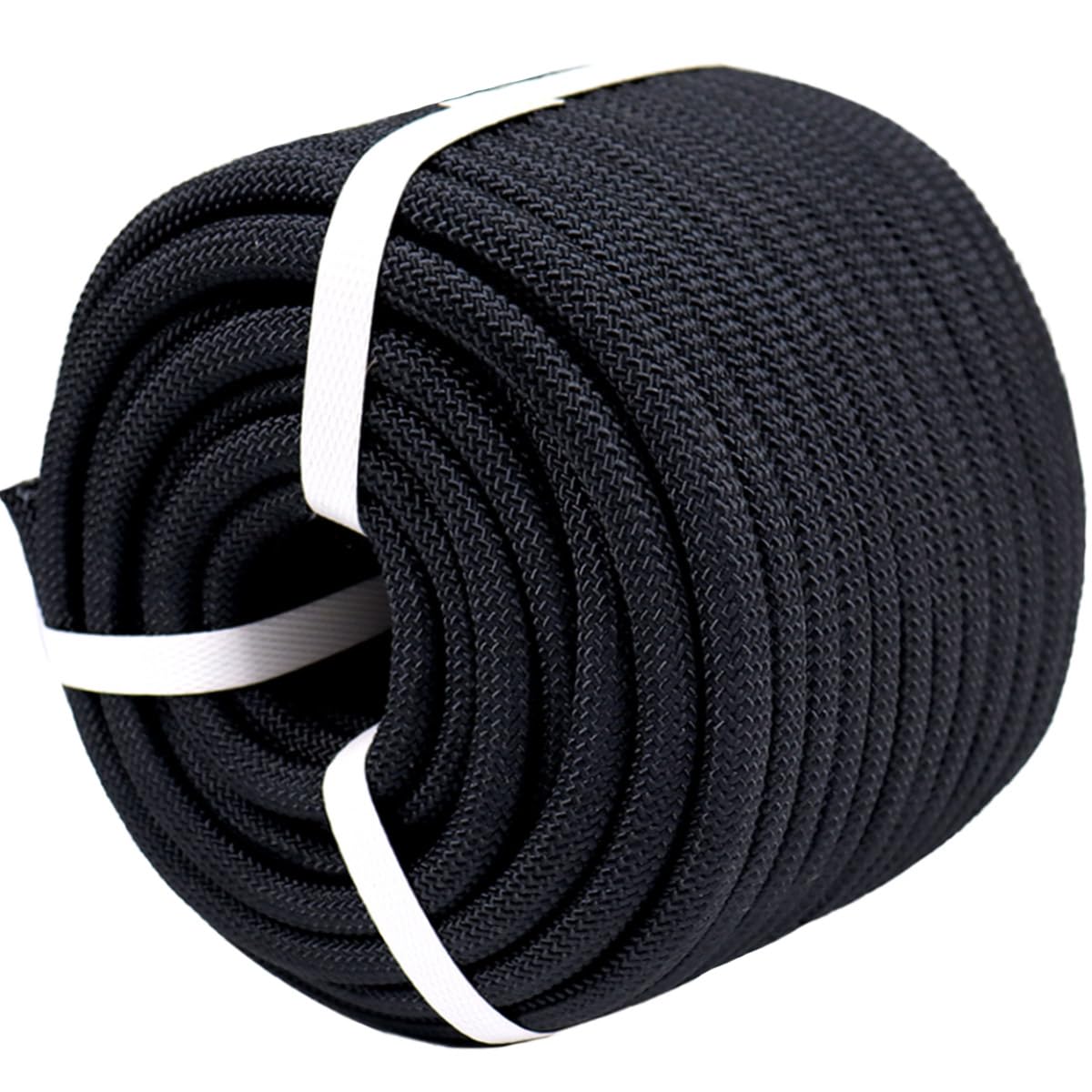 Double Braided Polyester Arborist Rope (1/2 inch X 100 feet) High Strength Bull Rope for Tree Work Climbing Securing Sailing Swing, Black