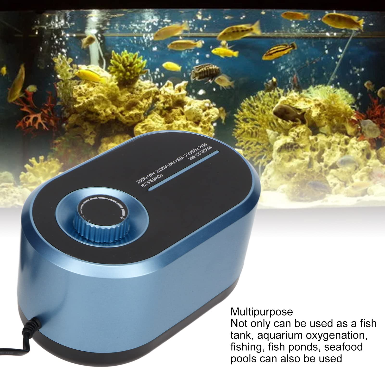 Naroote Bomba de Aire del Acuario, ACUARIUM Oxygen ABS, Gran Volumen de Aire, Extremadamente Silencioso, Multi-Purpose-Double Hole para Accesorios de Acuarios