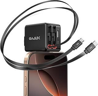 GAJUX Retractable Wall Charger, 45W Retractable Phone Charger Wall Plug with Dual Cables, 4-in-1 Phone Chargers Fast Charging for iPhone 17/16/15 Series, Pad, Tablet, LG, Samsung …