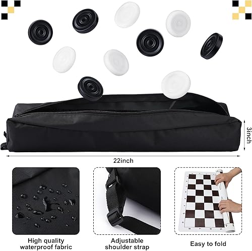 Miniatura 3 de Peryiter Juego de mesa portátil de 20 pulgadas, juego de mesa de ajedrez 3 en 1, juego de mesa de ajedrez enrollable, alfombrilla gruesa para ratón,