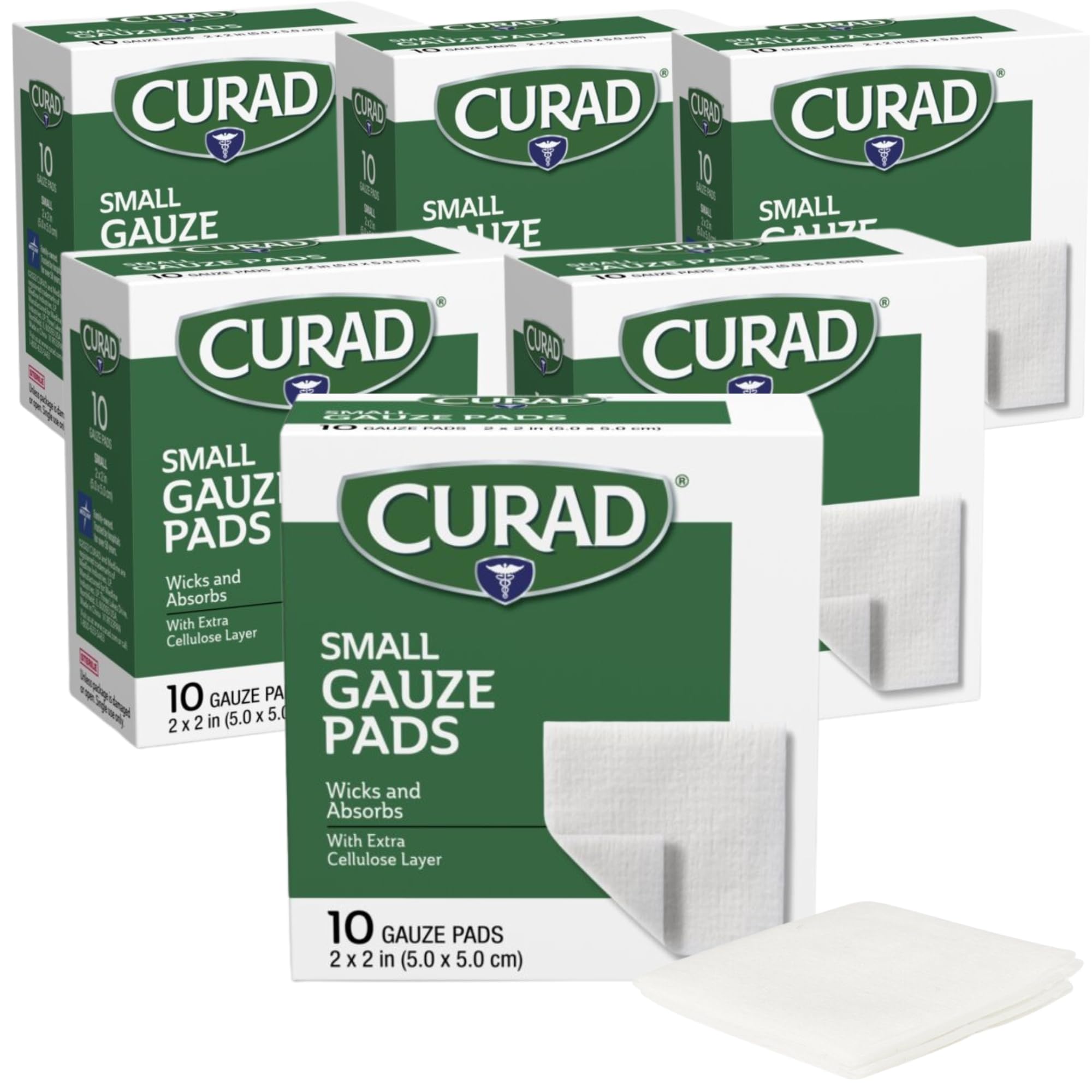 Curad Non-Woven Pro-Gauze, 2" x 2", 10 Count, Pack of 6