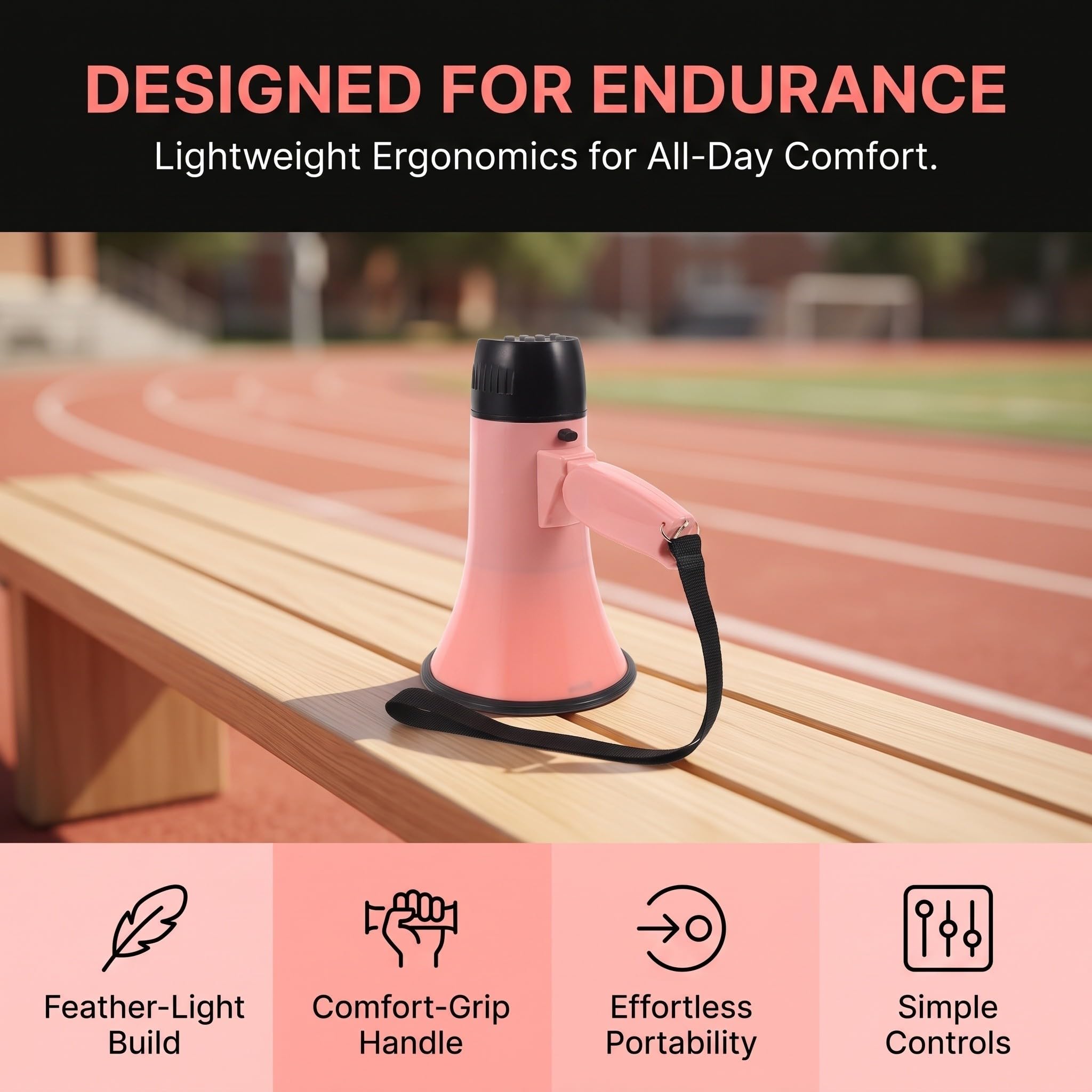 TOPBATHY Megafono Portatile Rosa in ABS Ergonomico Leggero per Eventi Sportivi e Uso Manuale per Allenatori e Arbitri