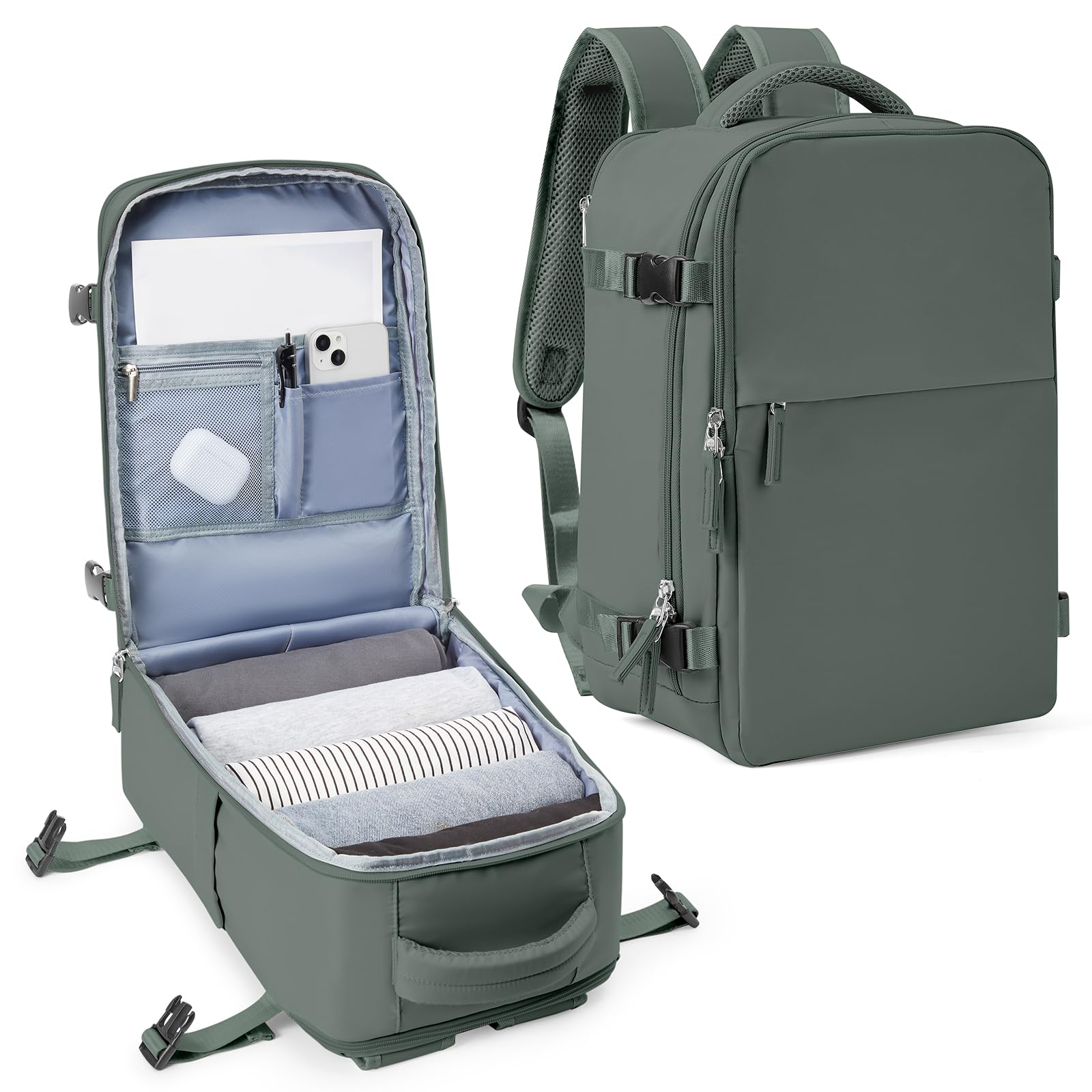 SZLX Zaino Ryanair 40x20x25 Bagaglio a Mano zaino Borse da Cabina per Easyjet 45x36x20 Zaino da Viaggio donna con porta ricarica USB, Borsa da Viaggio aereo Zaino Computer Impermeabile Casual Daypack