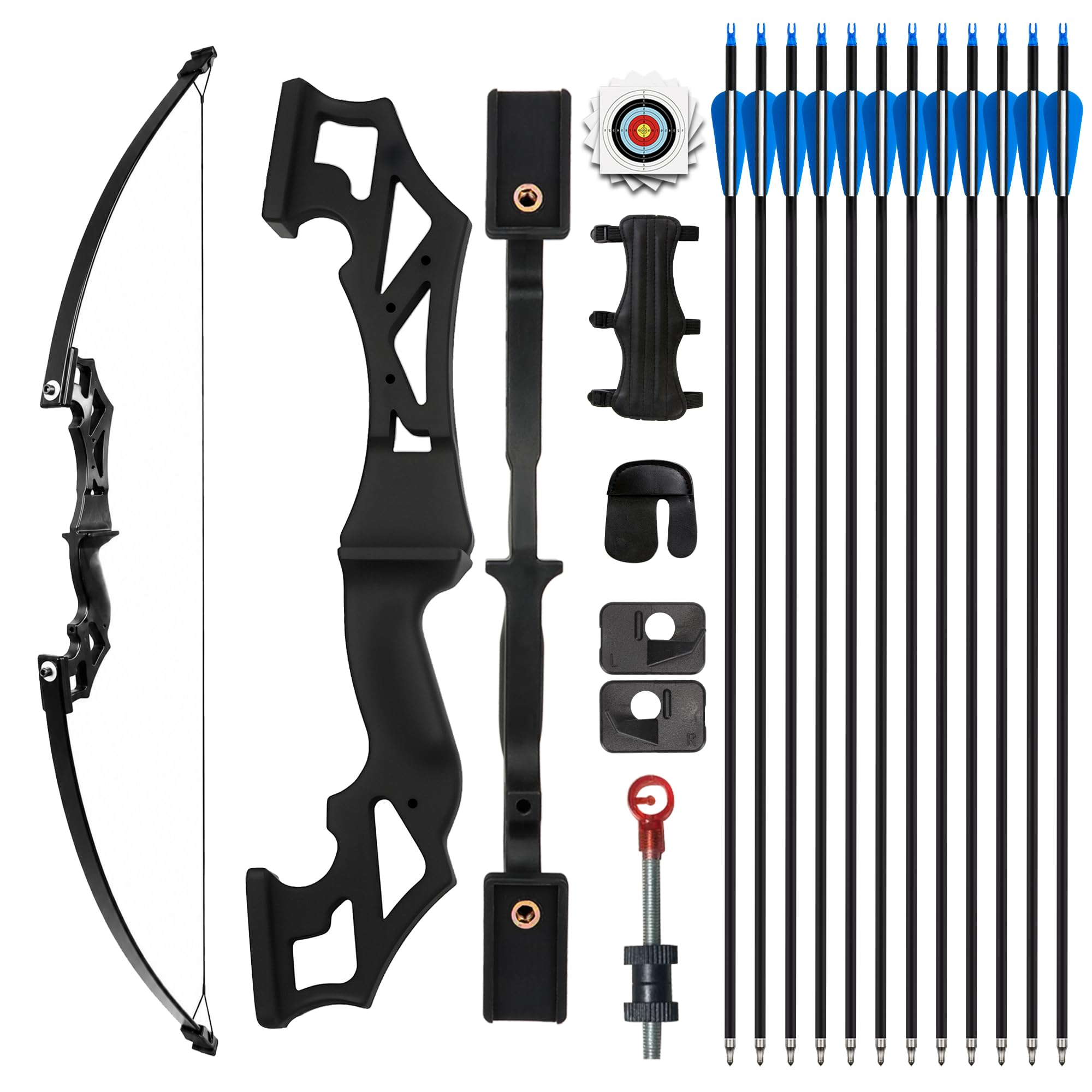 30lbs Recurvebogen-Set mit Nylon-Griff und Übungspfeilen für Outdoor-Bogenschießen & Zielübungen