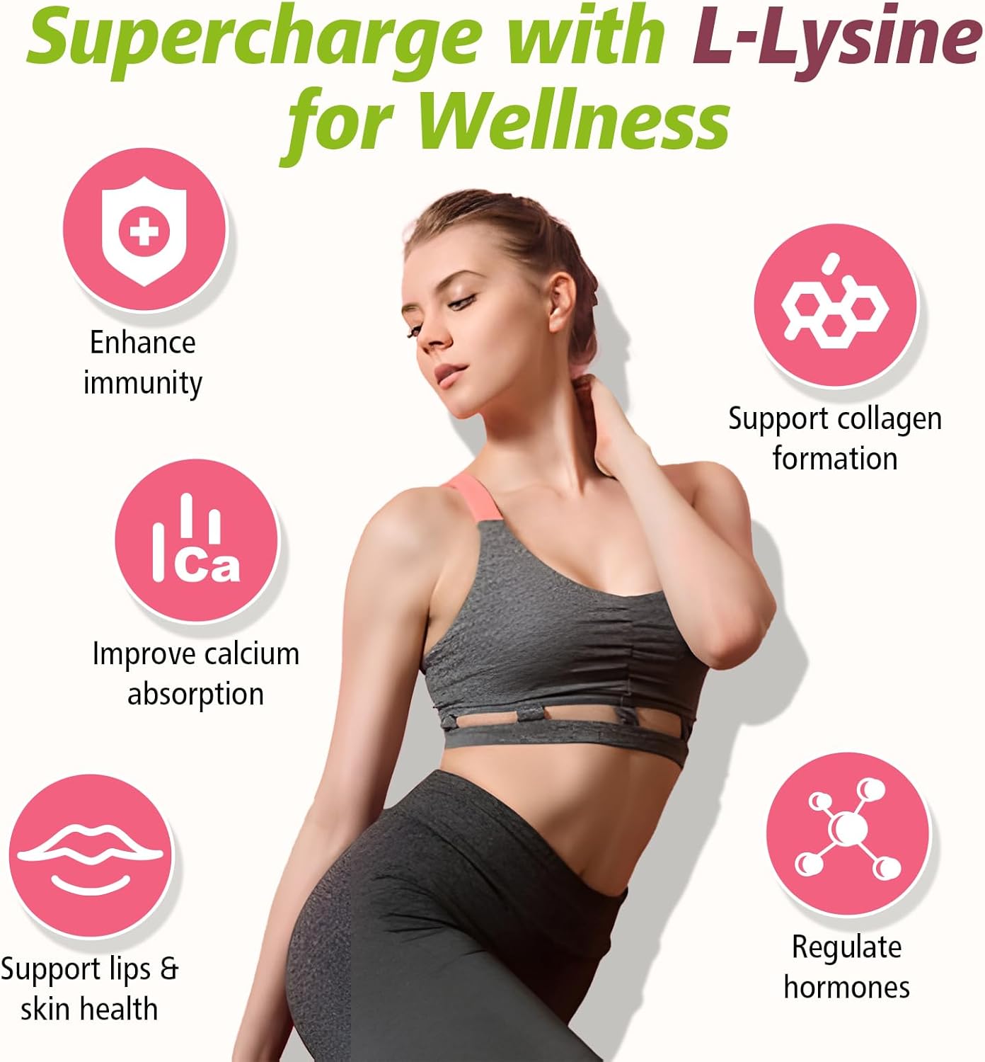 2 Pack L-Lysine Gummies 1000mg, Lysine Gummies Supplement for Adults & Kids, Essential Amino Acid with L-Arginine, L-Glutamine for Lip & Skin, Immune, Calcium Absorption, Strawberry Flavor, 120Ct