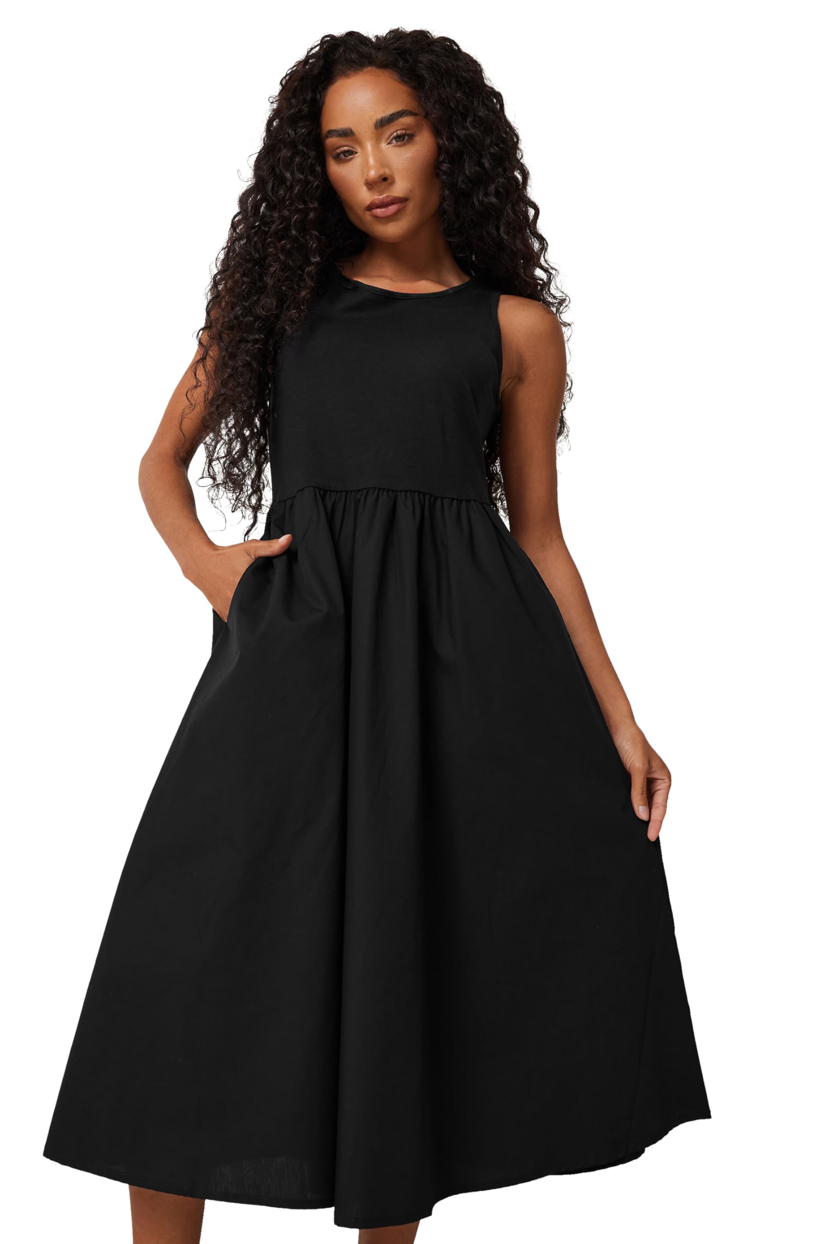 Women's Black M&Co Petites M&Co Petite Cotton Sleeveless Dress Size 16