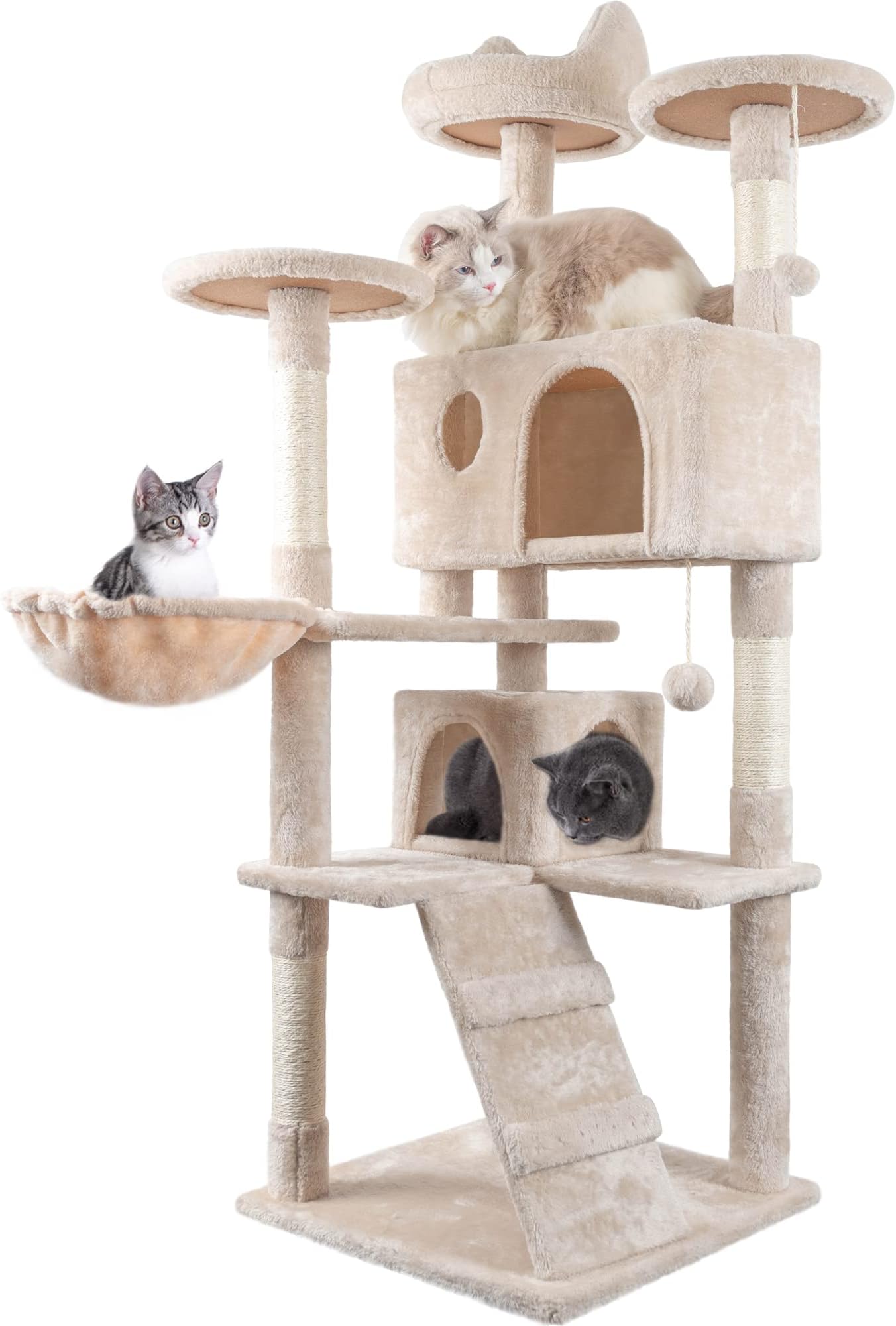 HOMIDEC Cat Tree, 151cm Cat Scratching Post Stable Cat Tower for Indoor Cat, Activity Centre Cat
