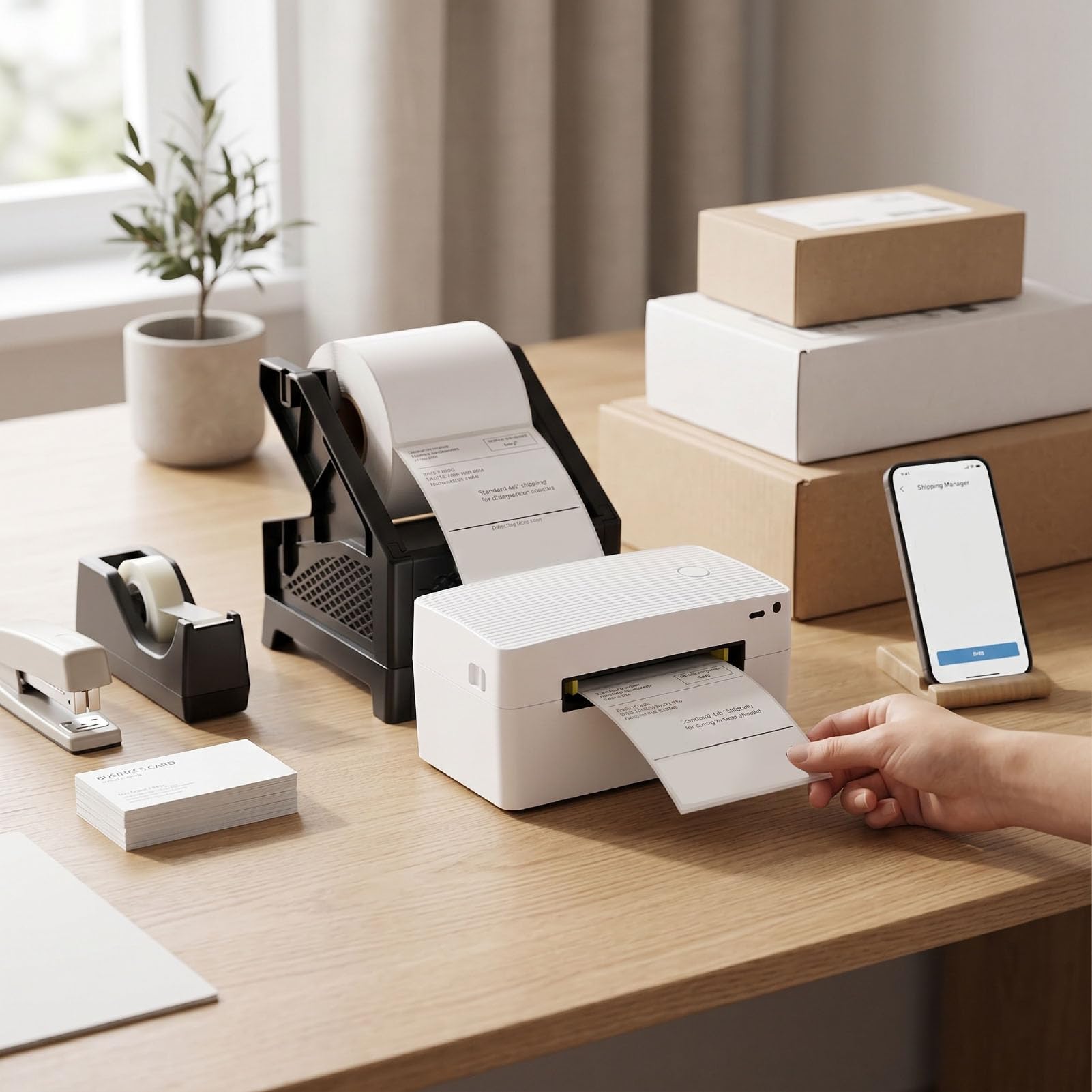 Jectse Stampante per Etichette Bluetooth Etichettatrice Termica per Spedizione da 150 Mm/s 203 DPI con Rilevamento Automatico della Carta per Etichette di Spedizione per Piccole (Spina europea)