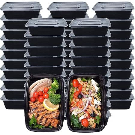Meal Prep Containers, 50 Pack (750ML/ 26 OZ) Food Storage Containers with Lids, Disposable Bento Box Reusable Plastic Lunch Box Kitchen Food Take-Out Box Microwave/Dishwasher/Freezer Safe