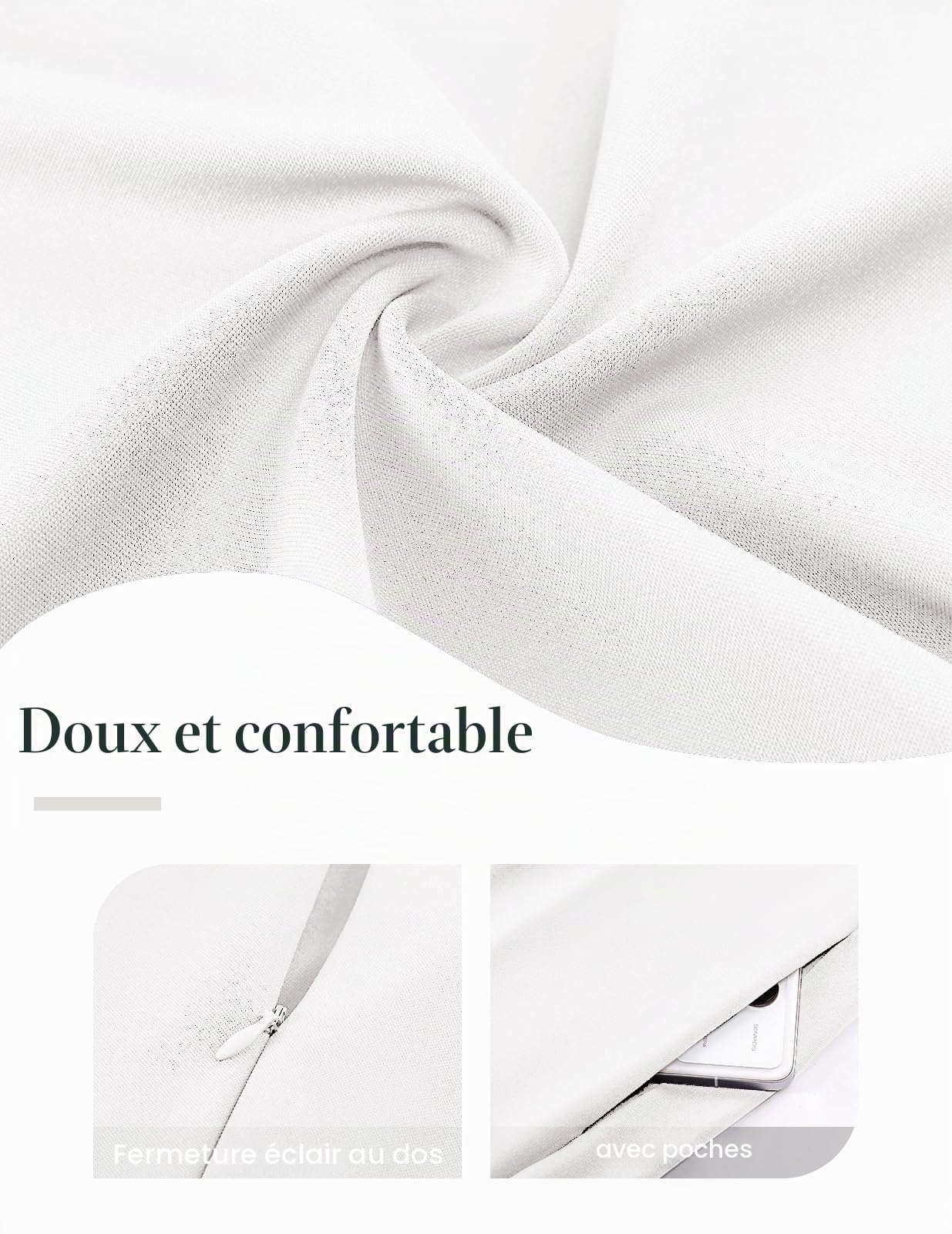 Bbonlinedress Robe Femme Chic et Elegant Midi de Soirée Noël Cocktail pour Mariage Bal Promo Cérémonie Col en V Manches Courtes