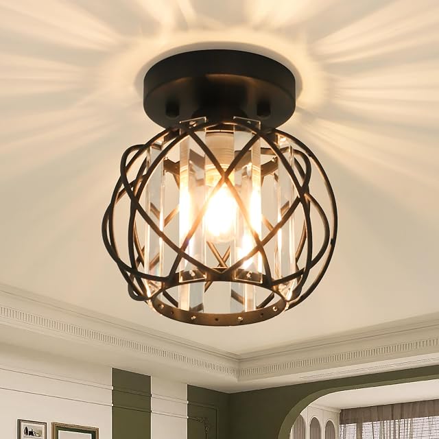 Hallway Ceiling Light fixtures Flush Mount Ceiling Light Fixture E26 Ceiling Lighting with Crystal Small Chandelier Indoor Lighting