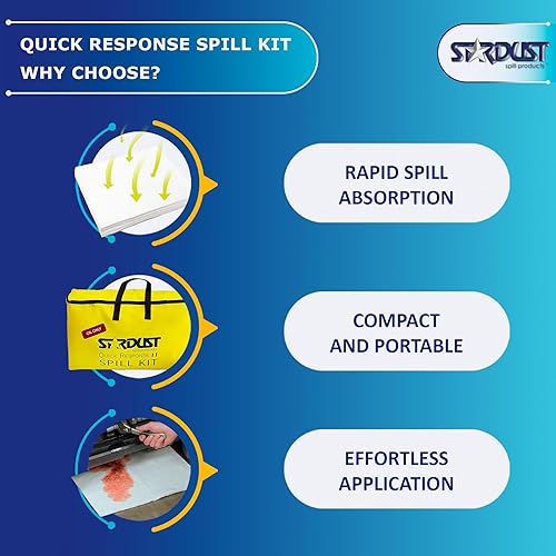 Miniatura 4 de Stardust Spill Products - Paquete de 6 unidades, kit de respuesta rápida solo para derrames de aceite, el paquete incluye bolsa de lona amarilla,