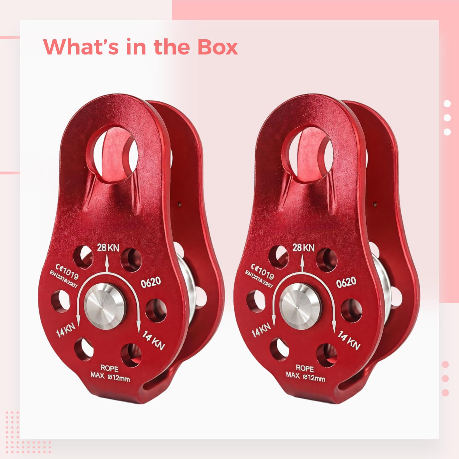 Chewtoyo 2 Pcs Climbing and Rescue Micro Pulleys, 28Kn Aluminum Alloy Fixed Plate Pulley Set for Rigging, Hauling, Rappelling, Aloft Work