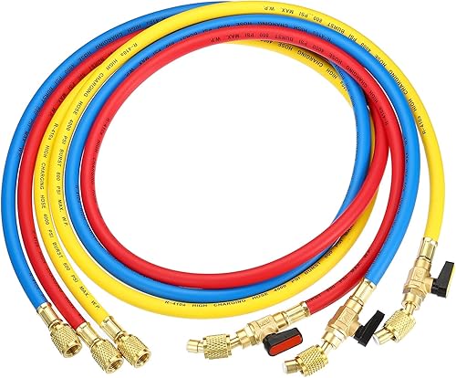 PATIKIL Manguera de carga de refrigerante SAE de 1/4, paquete de 3 mangueras de calibre múltiple de 4.9 pies 800 PSI 4000 PSI con adaptadores de CA