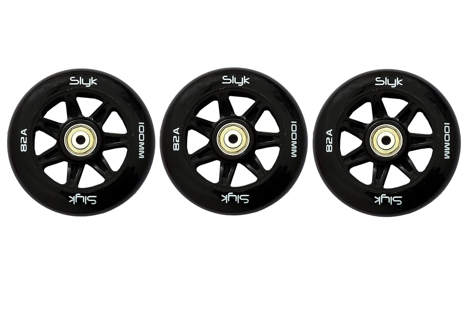 Slyk Sterling 100mm Inline Skate Wheels, Black Polyurethane Wheels 82A