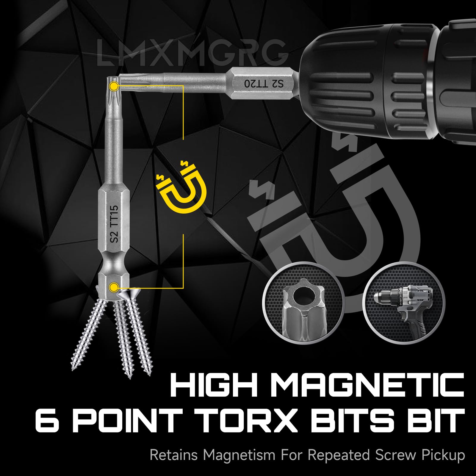Lot de 11 embouts Torx de sécurité 6 points en forme d'étoile - Tournevis magnétique S2 en alliage d'acier avec tige hexagonale de 6,35 mm TT6-TT40 (50 mm)