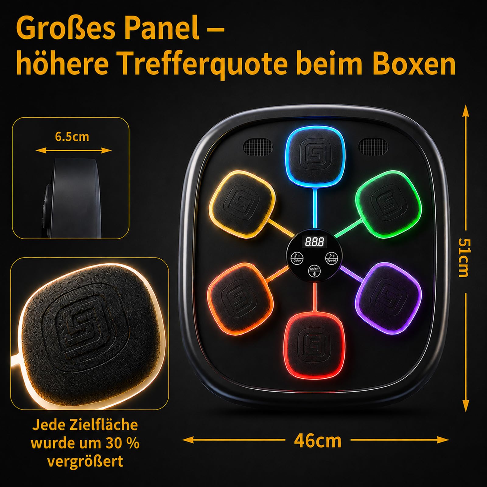 Musik Boxmaschine, Boxmaschine mit Bluetooth für Erwachsene und Kinder, | Sprachsteuerung, Boxhandschuhe enthalten,11 Trainingsmodi, 9 LED-Modi, Schlagzähler